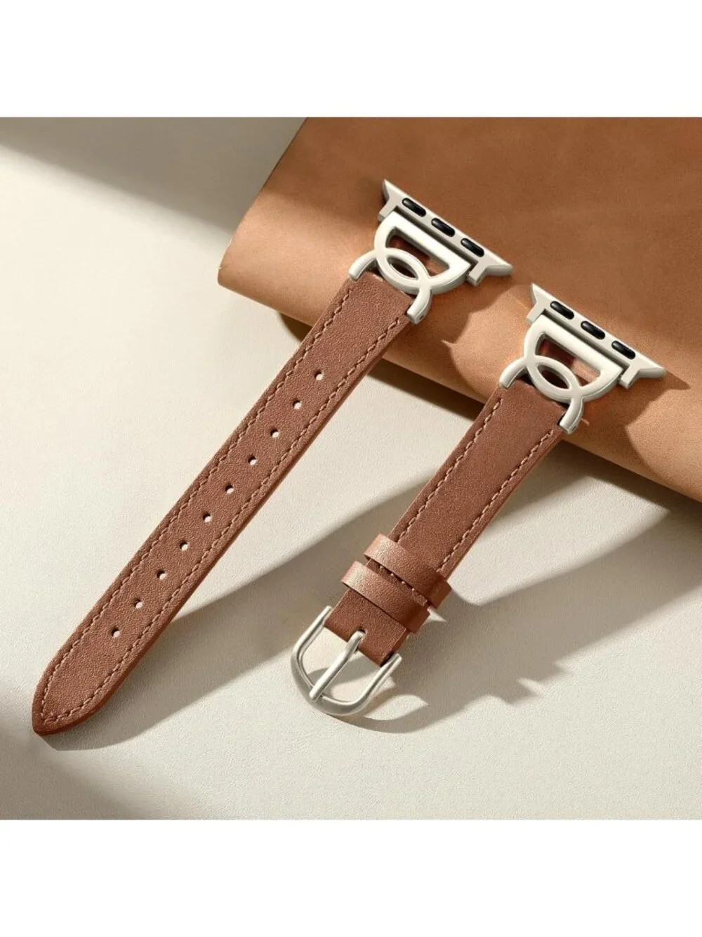 Slim Leather Apple Watch Band for Women - 38mm to 46mm, Stylish DC Buckle